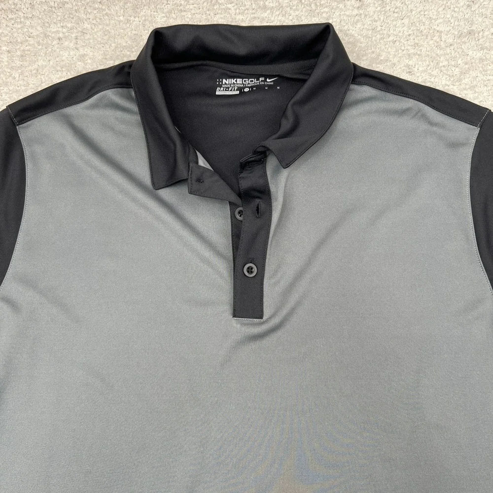 Nike Golf Dri-FIT Polo Shirt M Table Mountain Fresno‎ Gray Black Colorblock NWT